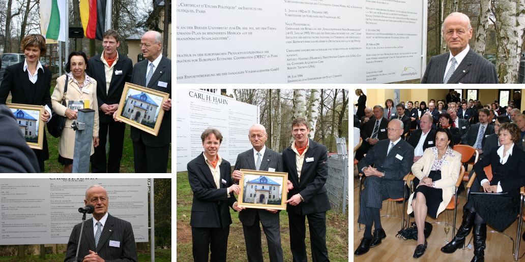 Villa Hahn | On 2 April 2008 the building receives in a solemn ceremony the honorable name Villa Hahn, named after the European Industry Manager Prof. Dr. Carl H. Hahn.
